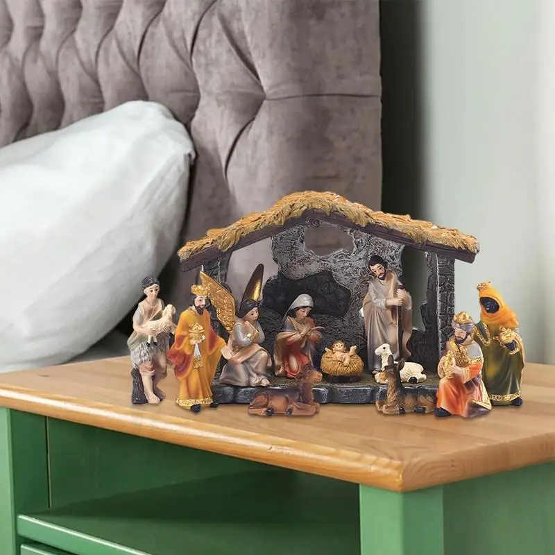 Nativity Scene Set 12-Piece Resin Tabletop Nativity Set for Christmas Indoor Decor Timeless Centerpiece - Image 2
