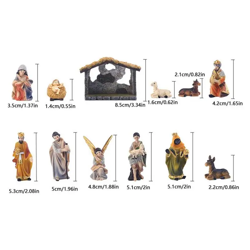 Nativity Scene Set 12-Piece Resin Tabletop Nativity Set for Christmas Indoor Decor Timeless Centerpiece - Image 6