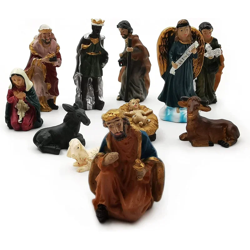 Nativity Set 11-Piece Resin Christmas Ornaments Manger Scene Catholic Figurines Decor Holiday 2025 Gift - Image 2