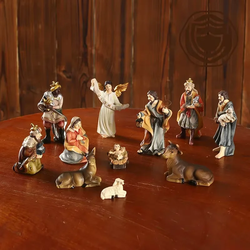 Nativity Set 4 Inch Resin Figures 11 Piece Manger Scene Nativity Christmas Decor Indoor Outdoor Catholic Gift - Image 3