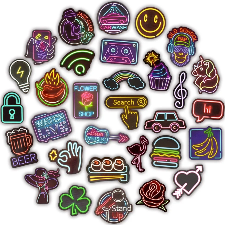 Neon Stickers 50 PCS Waterproof PVC Pack Cute Anime Decal Set Back To School Fall 2025 Kids Personalize Gifts - Image 2