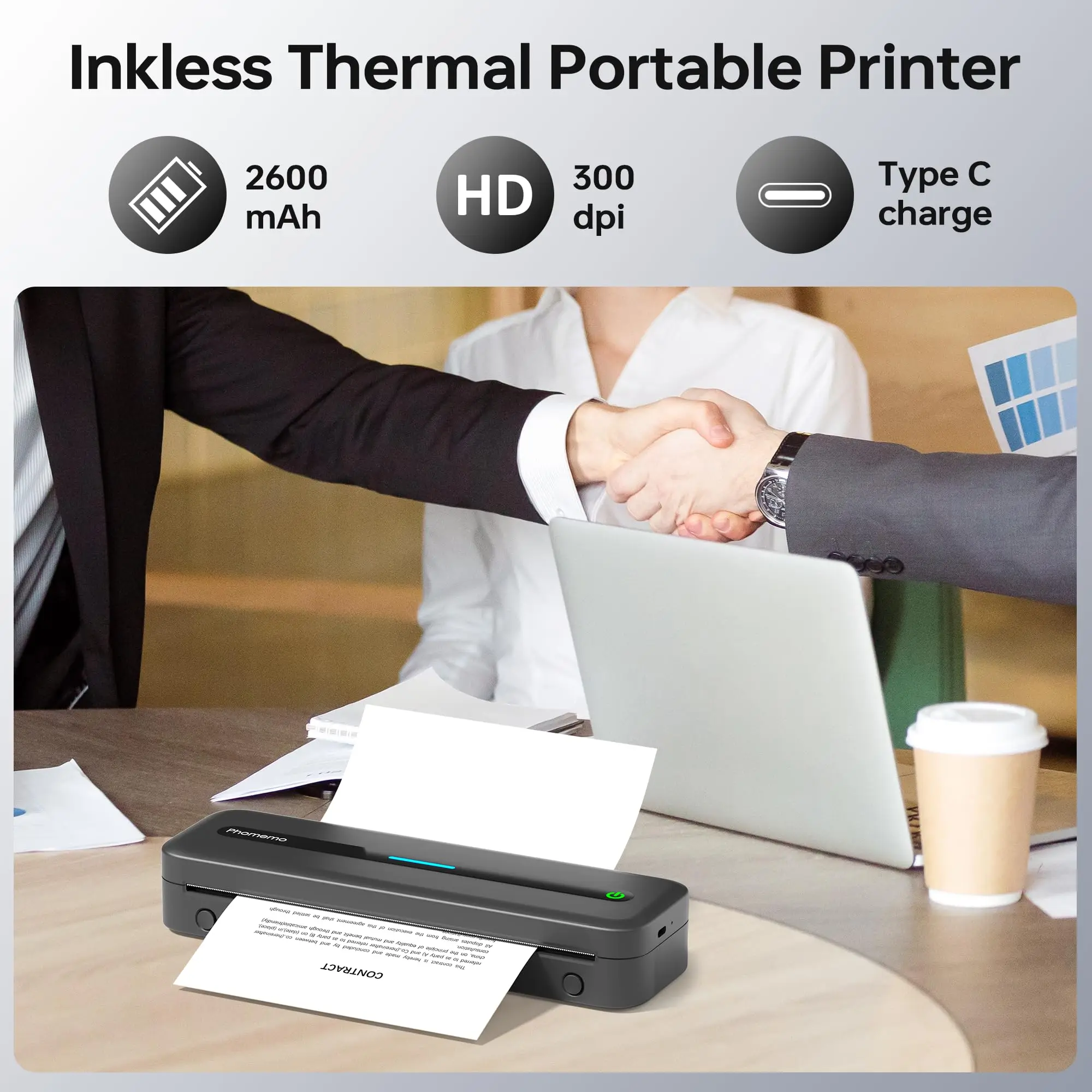 New A4 Portable Printer Wireless M832 - Inkless Thermal Mobile Printer for Travel, Work, Home, Supports Android iOS - Image 5