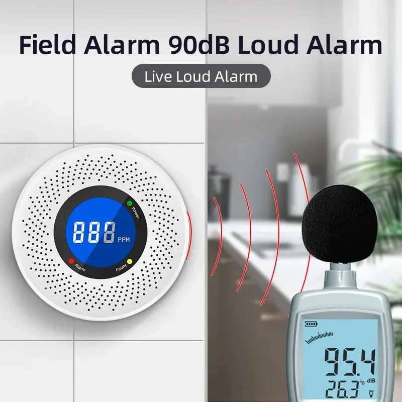 New Carbon Monoxide Detector CO Alarm With Screen Display Battery Powered CE Certified For Home Office Use - Image 3