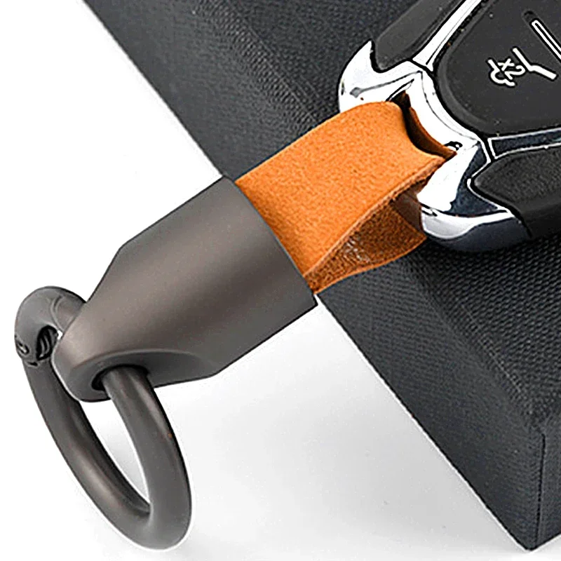 Cowhide Leather Keychain Carabiner Ring Everyday Carry - Image 2