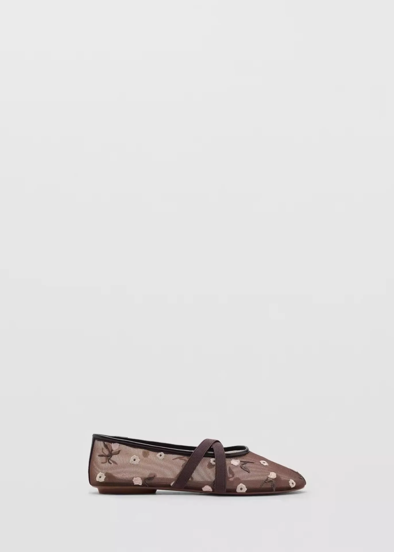 Lightweight Women Ballet Flats - Mary Jane, Embroidered Mesh - Image 10