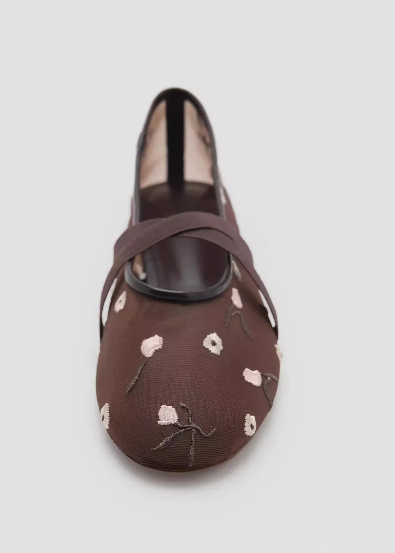 Lightweight Women Ballet Flats - Mary Jane, Embroidered Mesh - Image 13