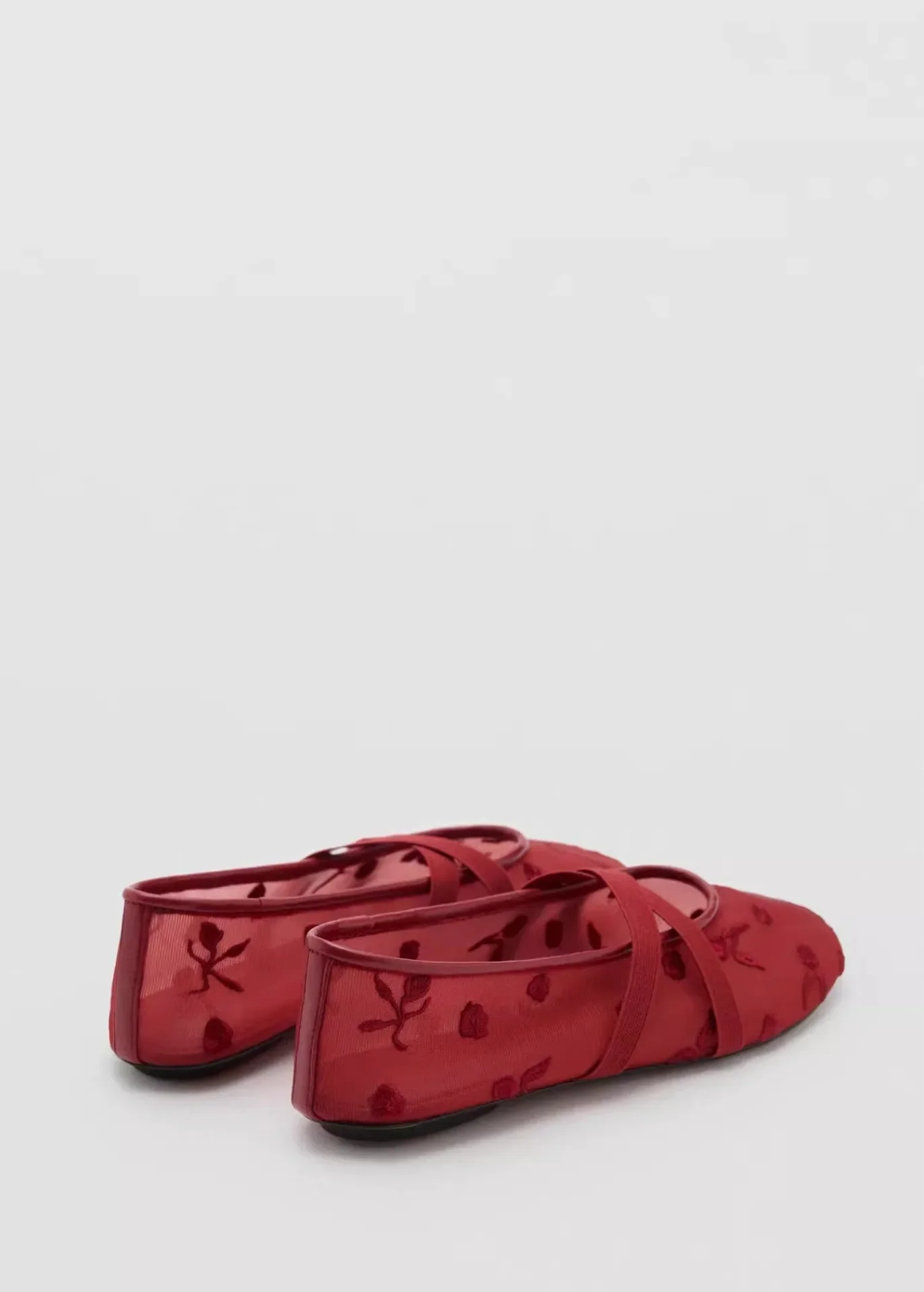 Lightweight Women Ballet Flats - Mary Jane, Embroidered Mesh - Image 6