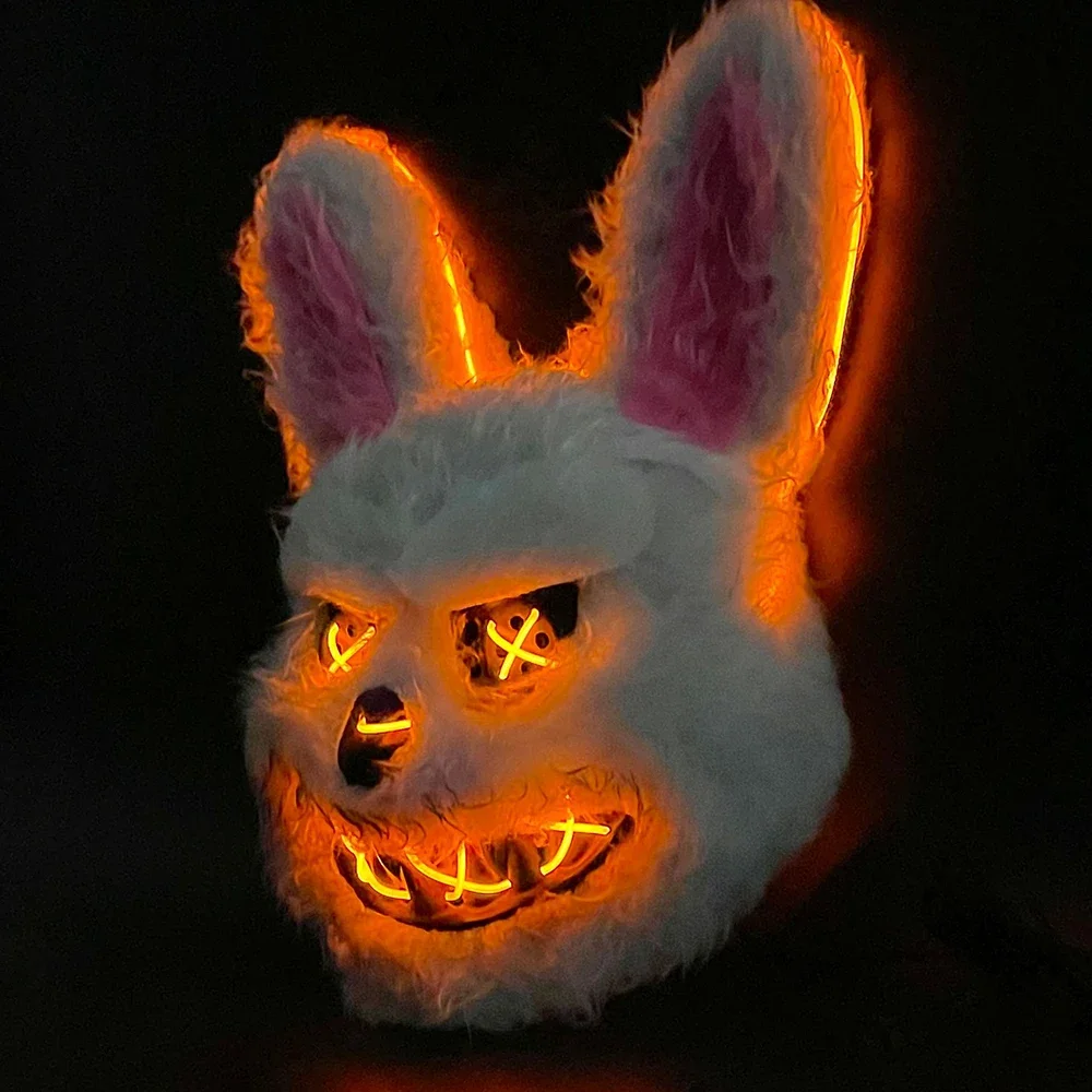Halloween LED Mask Faux Fur Bunny Bear Cosplay Spooky - Image 10