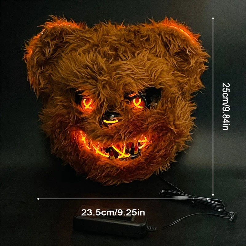 Halloween LED Mask Faux Fur Bunny Bear Cosplay Spooky - Image 11
