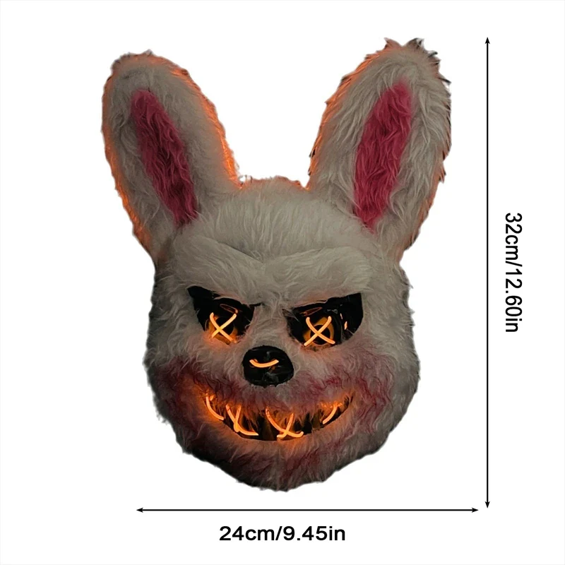 Halloween LED Mask Faux Fur Bunny Bear Cosplay Spooky - Image 8