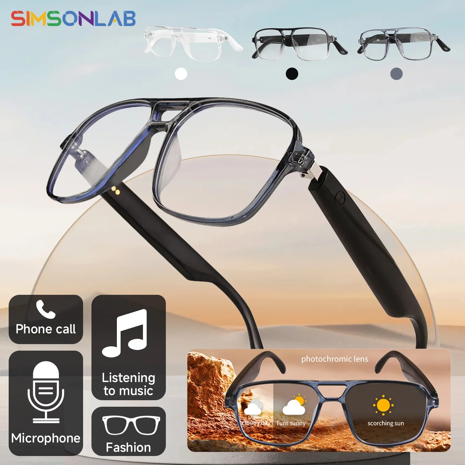 Smart Bluetooth Photochromic Sunglasses With Audio Mic - Image 2