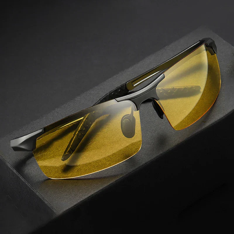 Night Vision Glasses Aluminum Alloy Frame Polarized Sunglasses Day Night Driving UV400 Yellow Lenses Fall 2025 Gift - Image 2