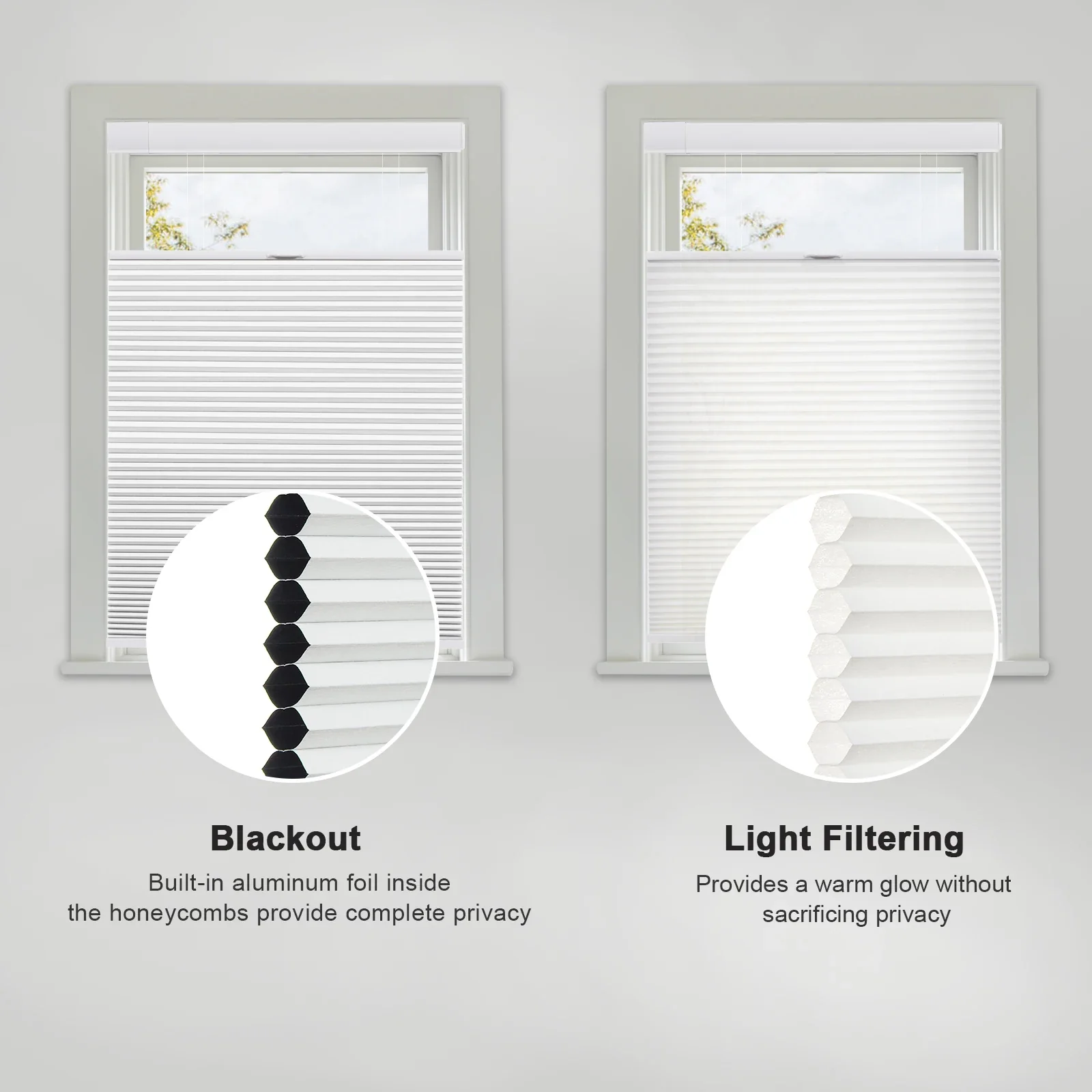 No Drill Honeycomb Blinds Cordless Thermal Insulated 1" Cell Fabric - Image 5