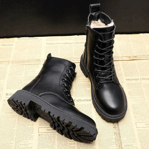 Non-Slip Cozy Women's Combat Boots - Lace-Up, Faux Fur - Image 4
