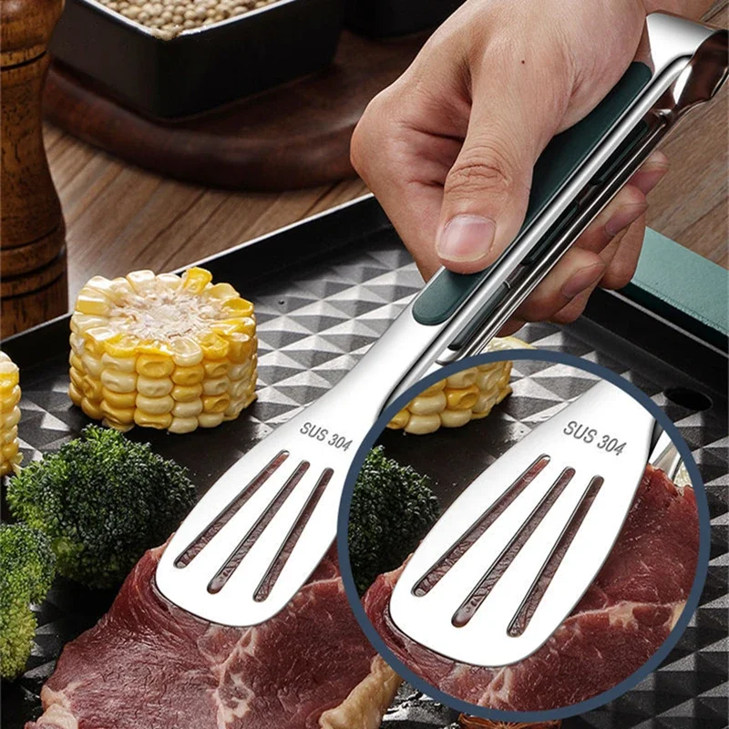 Non Slip Stainless Steel Food Tongs for Meat Salad Bread Clip Cooking Tools - Image 3
