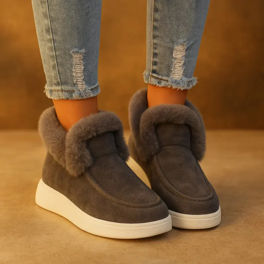 Non-Slip Women’s Boots - Slip-On Ankle, Suede, Winter - Image 3