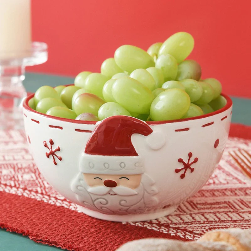 Christmas Ceramic Santa Bowl Nordic Holiday Breakfast Bowl - Image 4
