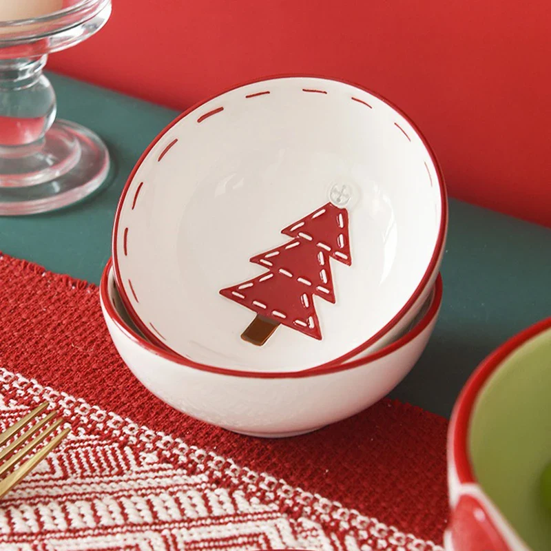 Christmas Ceramic Santa Bowl Nordic Holiday Breakfast Bowl - Image 5