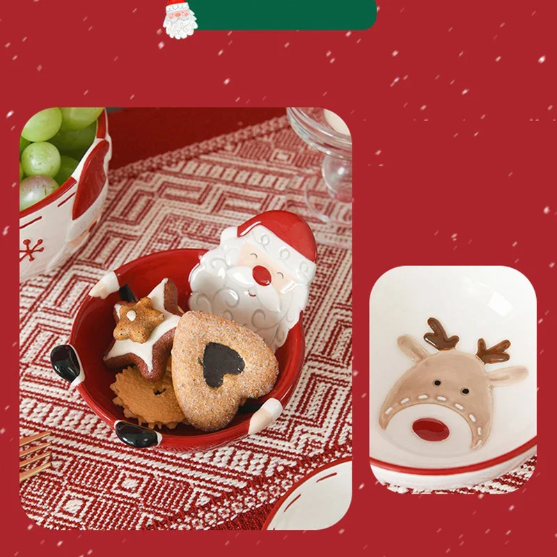 Christmas Ceramic Santa Bowl Nordic Holiday Breakfast Bowl - Image 6