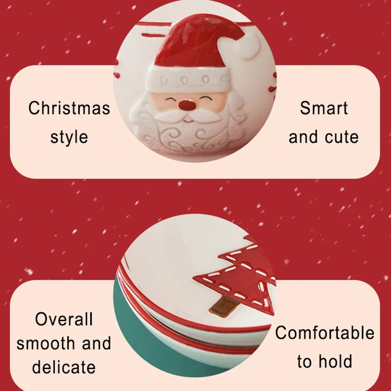 Christmas Ceramic Santa Bowl Nordic Holiday Breakfast Bowl - Image 7