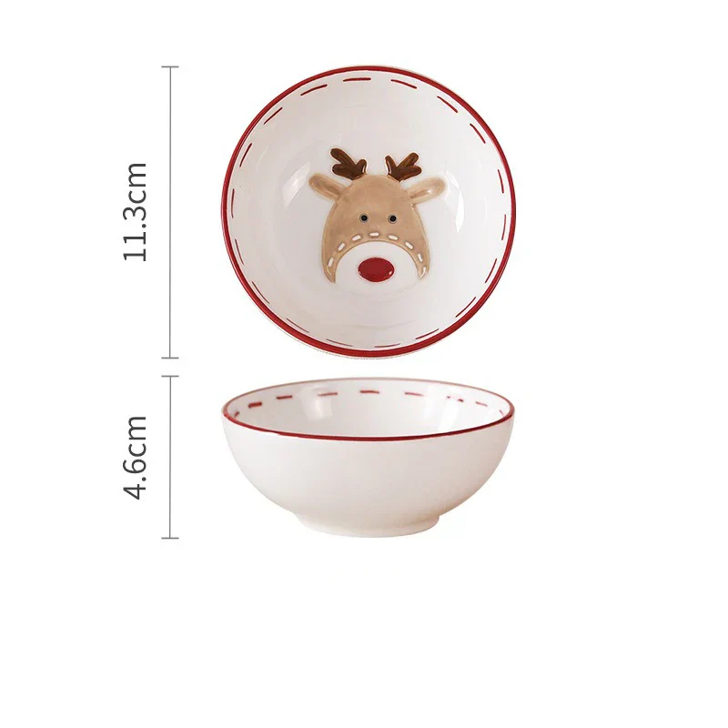 Christmas Ceramic Santa Bowl Nordic Holiday Breakfast Bowl - Image 8