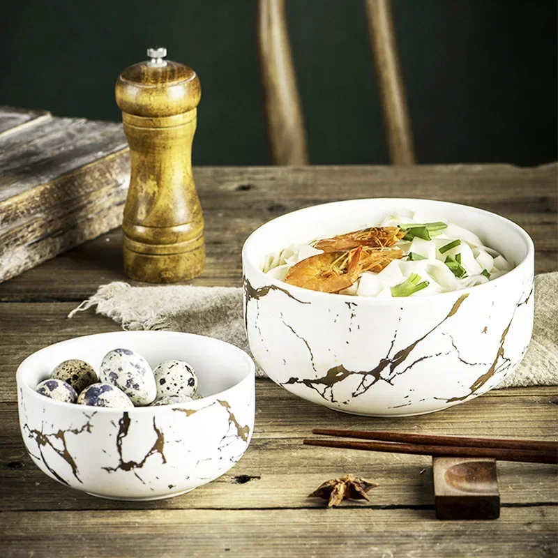Marble Ceramic Bowl Set Nordic Tableware Minimalist - Image 2