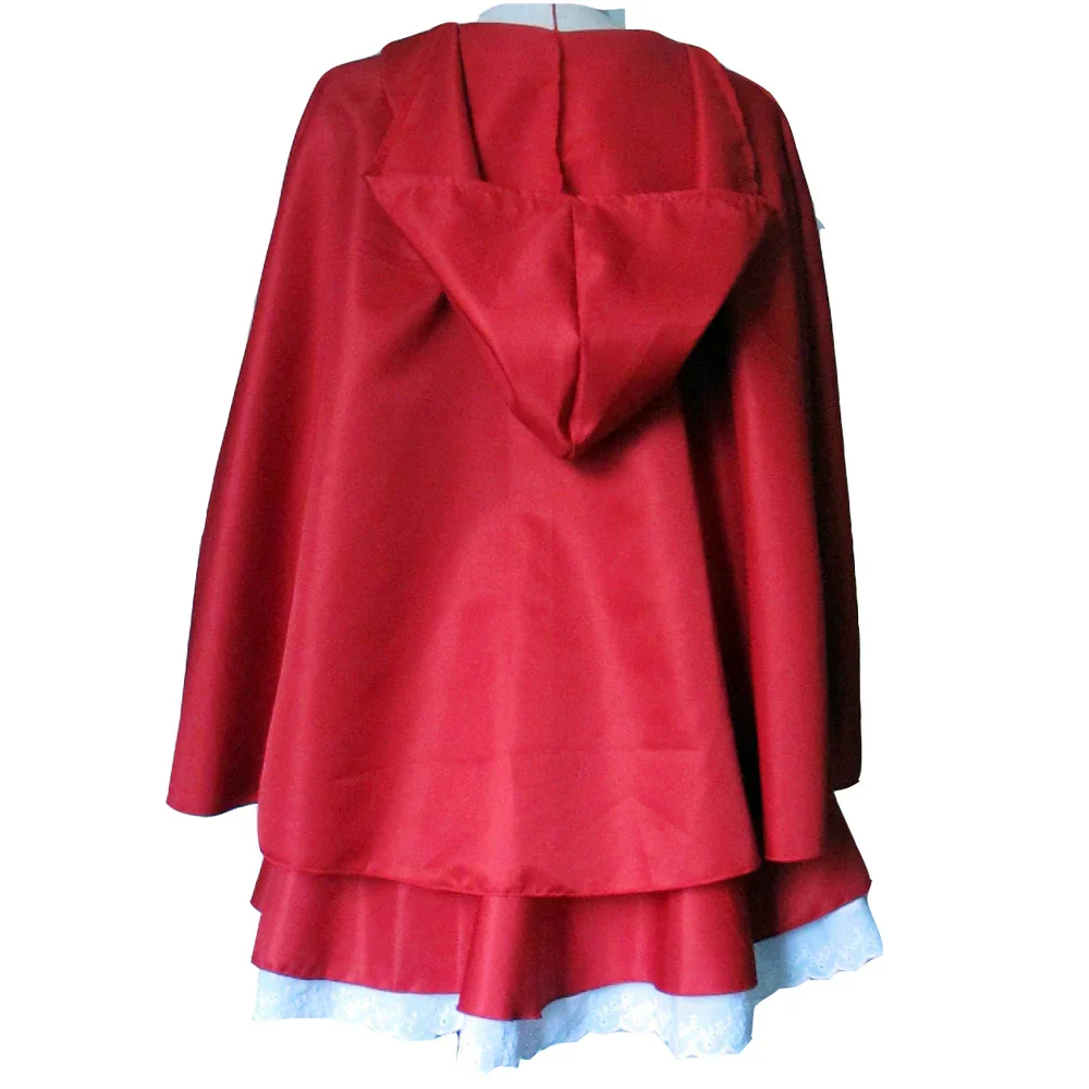 Charming Red Riding Hood Costume for Adults - Hooded Cape and Lace-Up Dress with Petticoat, Perfect for Halloween and Costume Parties - Image 3