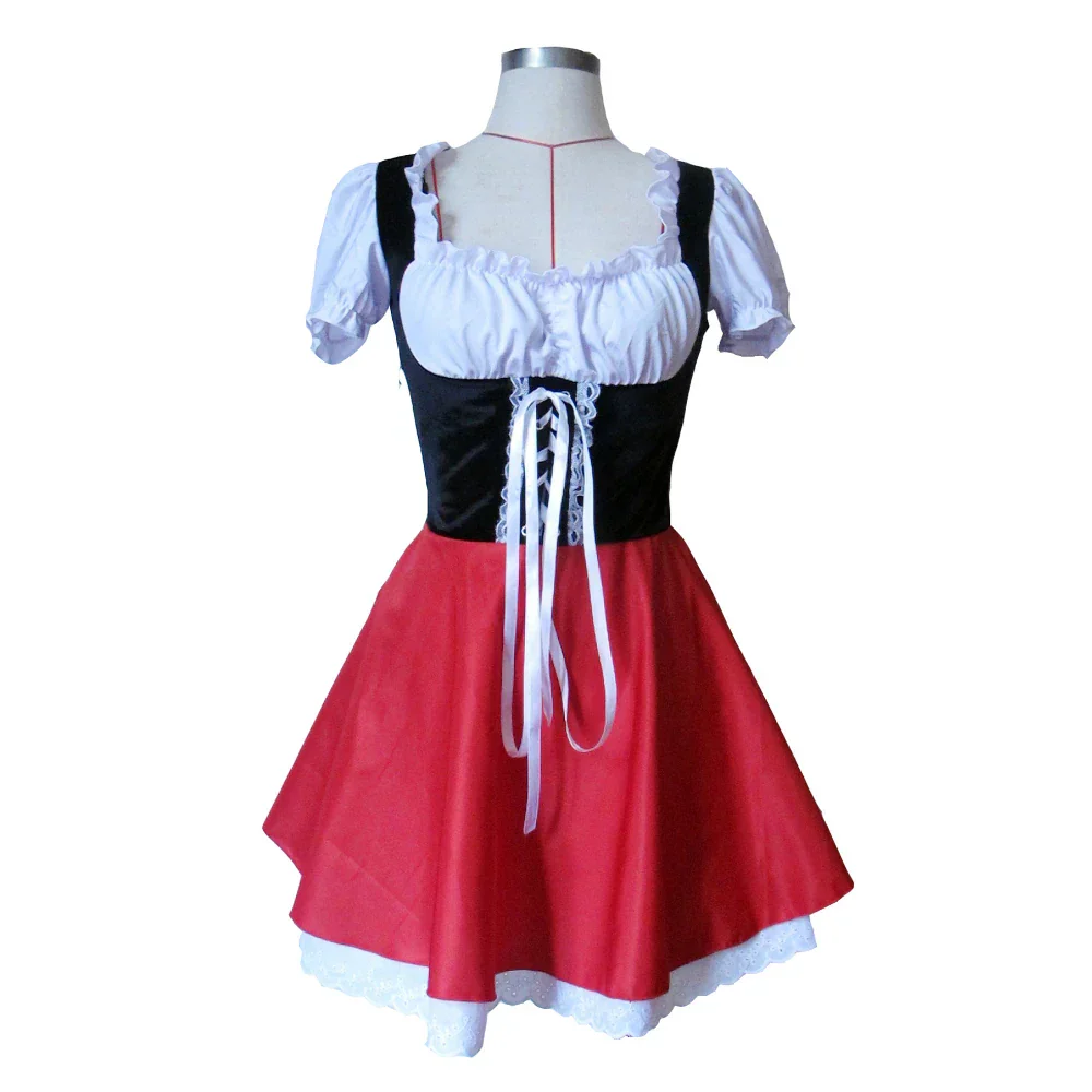 Charming Red Riding Hood Costume for Adults - Hooded Cape and Lace-Up Dress with Petticoat, Perfect for Halloween and Costume Parties - Image 5