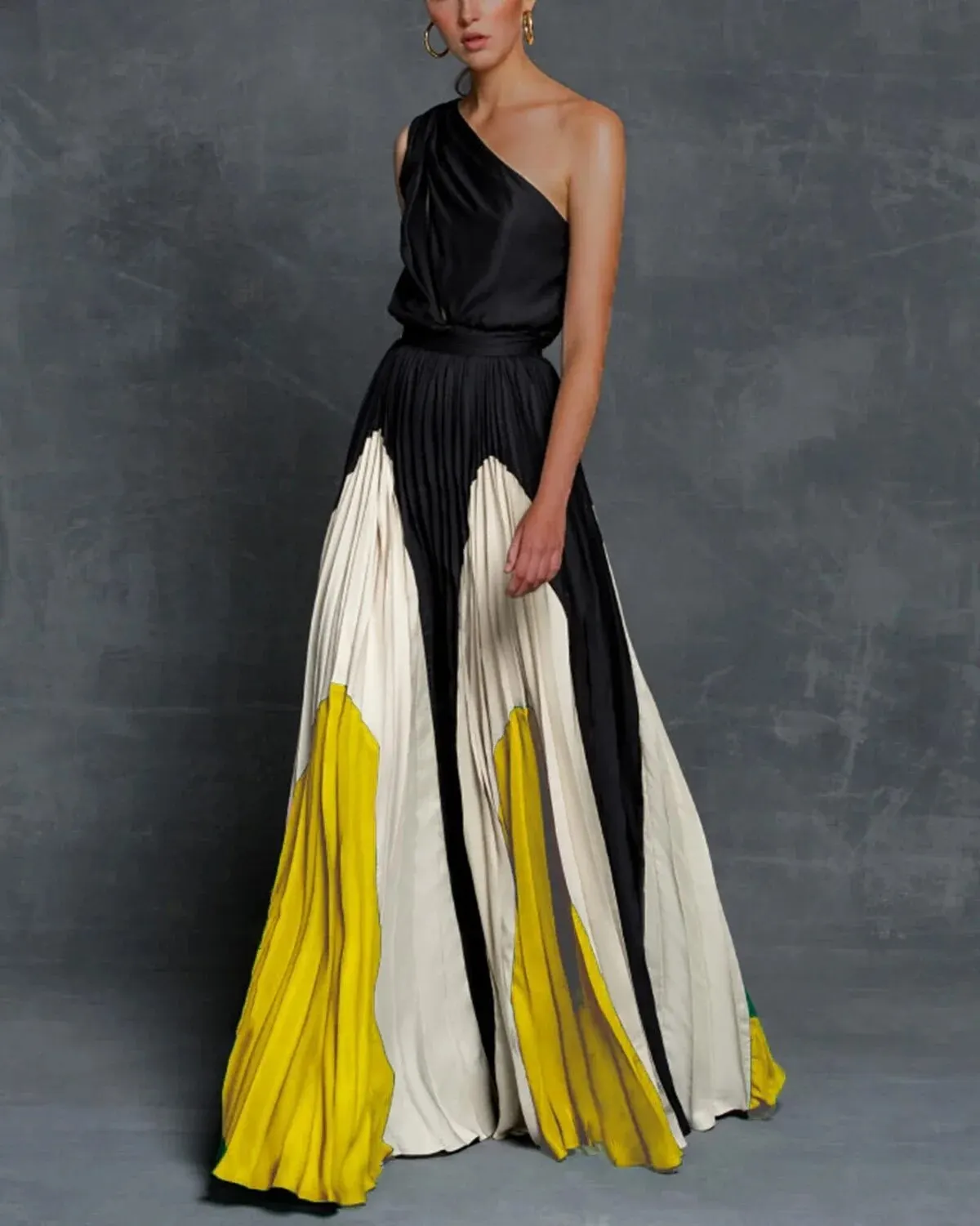 One Shoulder Black Maxi Dress for Women, Elegant Long Dress for Formal Occasions, Flattering Fit, High-Quality Fabric - Image 2