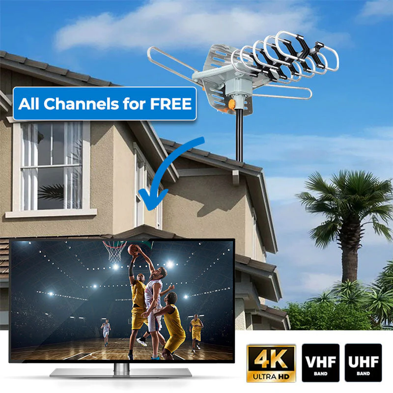 Outdoor HD TV Antenna 990 Mile Range Rotatable Mast - Image 2