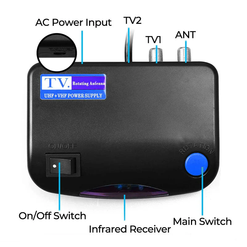 Outdoor HD TV Antenna 990 Mile Range Rotatable Mast - Image 7