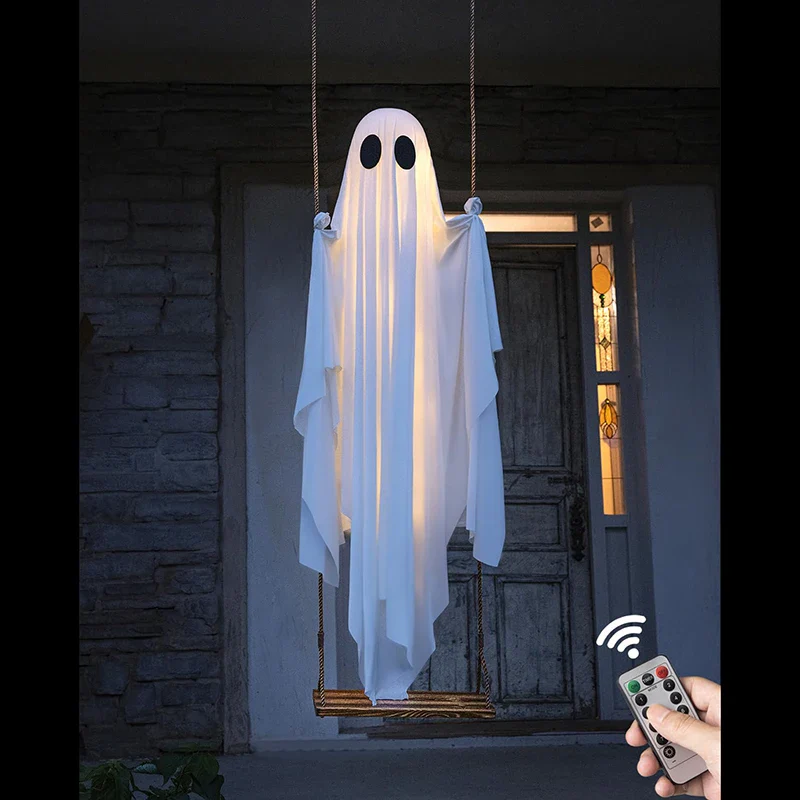 Hanging Swing Ghost Decoration Halloween 2025 Porch Lights - Image 2