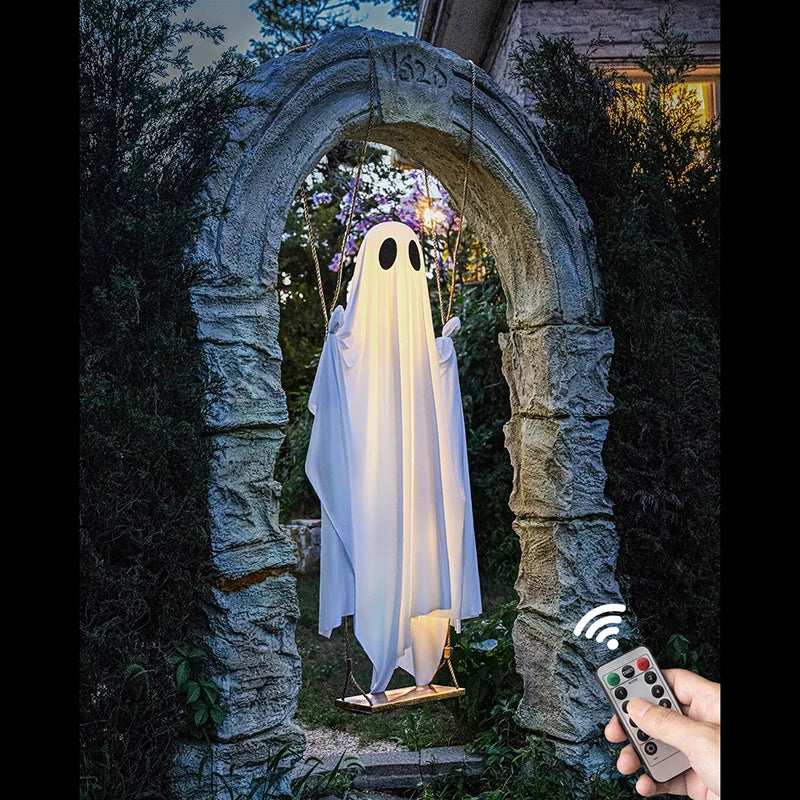 Hanging Swing Ghost Decoration Halloween 2025 Porch Lights - Image 4