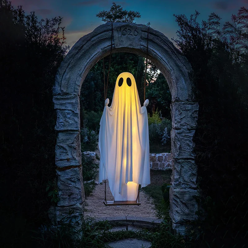 Hanging Swing Ghost Decoration Halloween 2025 Porch Lights - Image 5