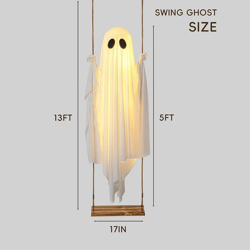 Hanging Swing Ghost Decoration Halloween 2025 Porch Lights - Image 7