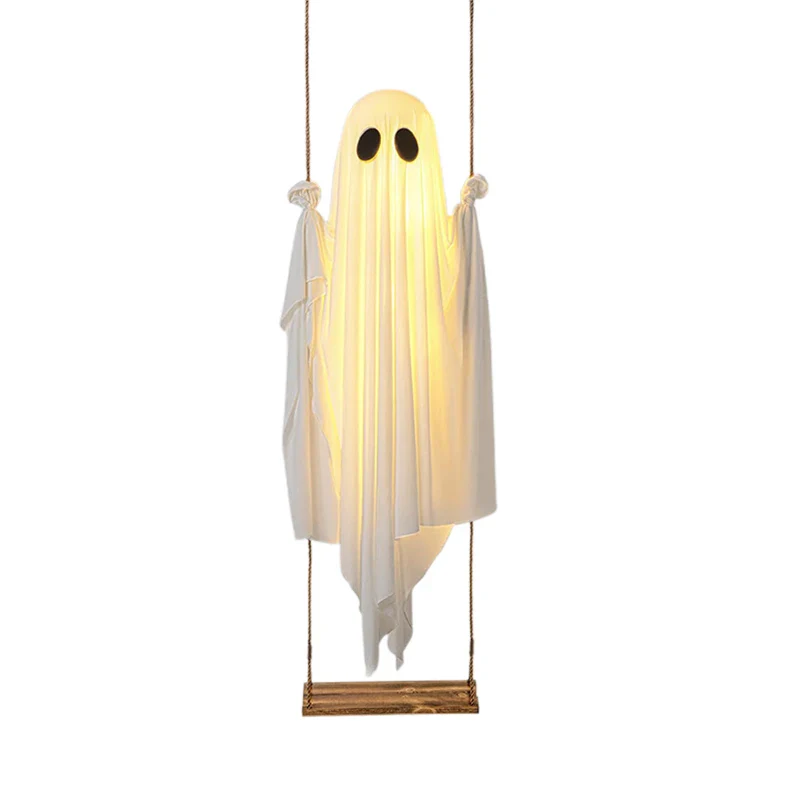 Hanging Swing Ghost Decoration Halloween 2025 Porch Lights - Image 9