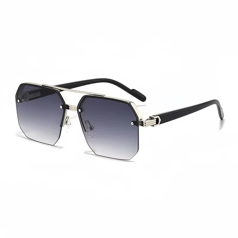 Oversize Retro Polygon Square Metal Sunglasses for Men & Women, UV400 Fashion Gradient Shades - Image 4