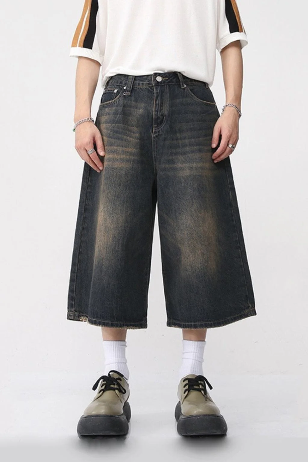 Oversized Bermuda Jorts for Men, Baggy Style Above the Knee, 100% Cotton Urban Streetwear Shorts - Image 3