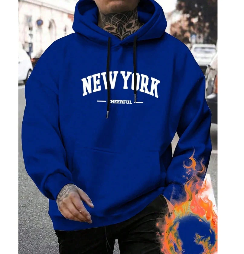 Oversized Casual Mens Hoodie - Pullover Polyester, Urban - Image 6