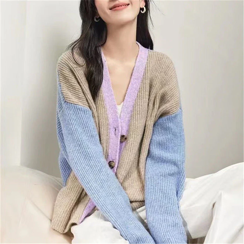 Oversized Cozy Women Cardigan - V Neck, Ribbed Knit Spring - Image 5