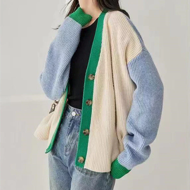 Oversized Cozy Women Cardigan - V Neck, Ribbed Knit Spring - Image 8