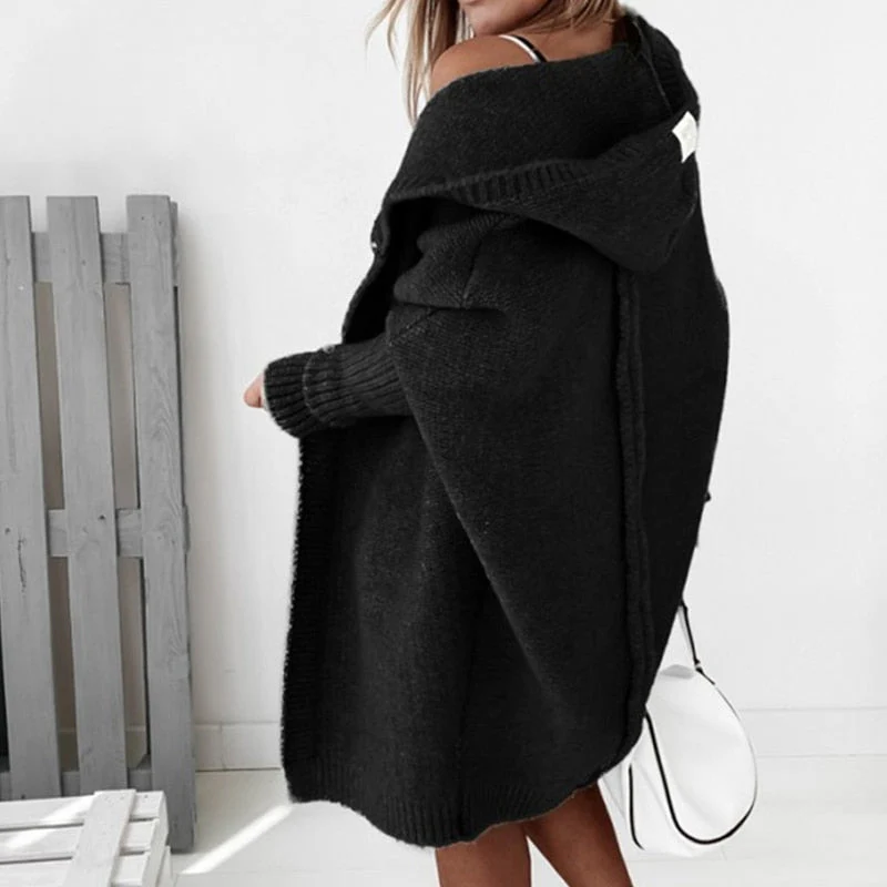 Oversized Cozy Women’s Cardigan - Longline Hooded Knit - Image 3