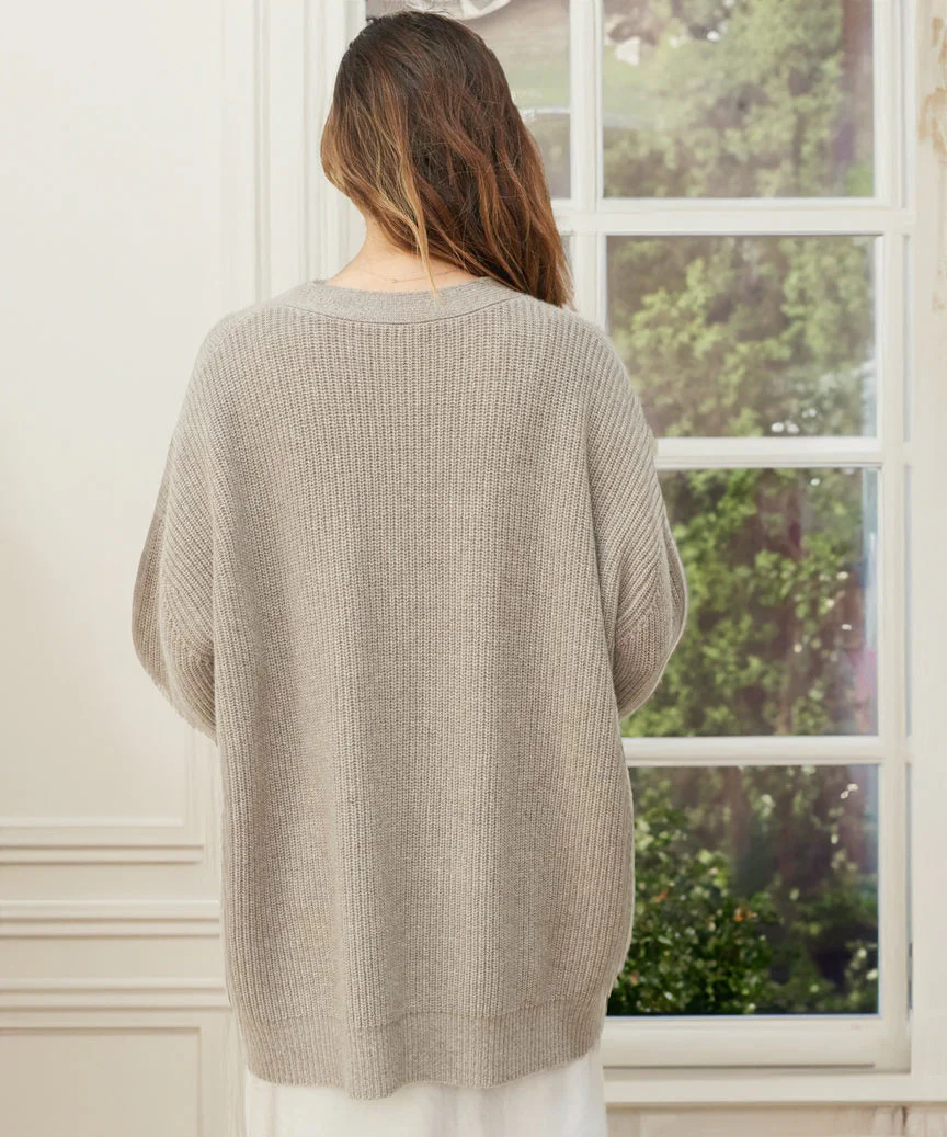 Oversized Cozy Women’s Cardigan - Ribbed Knit, Layering - Image 3