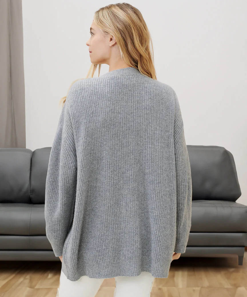 Oversized Cozy Women’s Cardigan - Ribbed Knit, Layering - Image 7