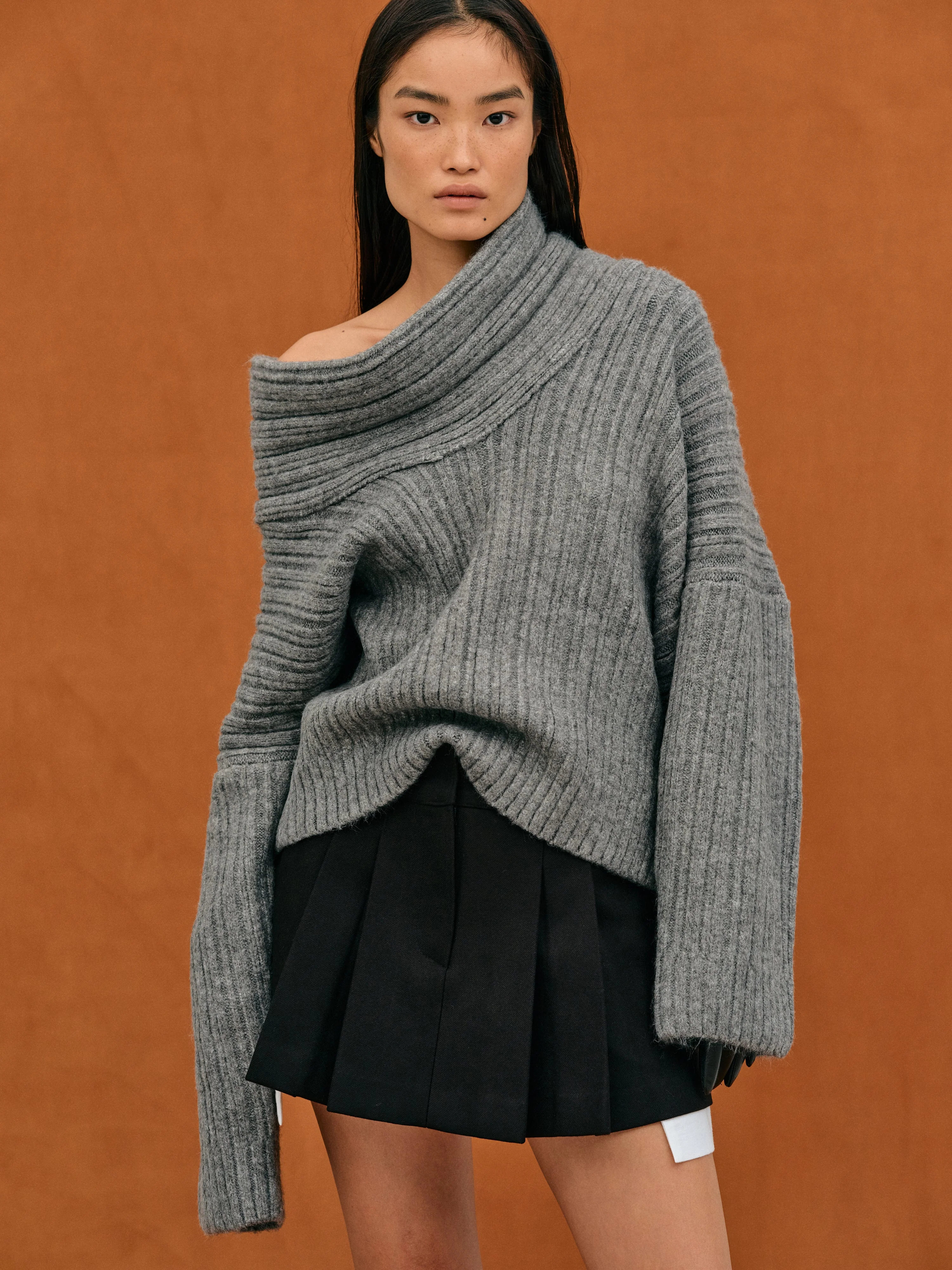 Oversized Cozy Women’s Knit Sweater - Cowl Neck, Ribbed - Image 10
