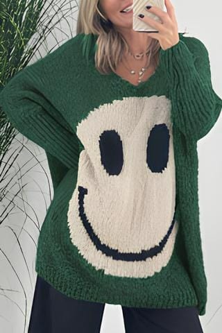 Oversized Cozy Women’s Pullover - V Neck Textured Knit - Image 2