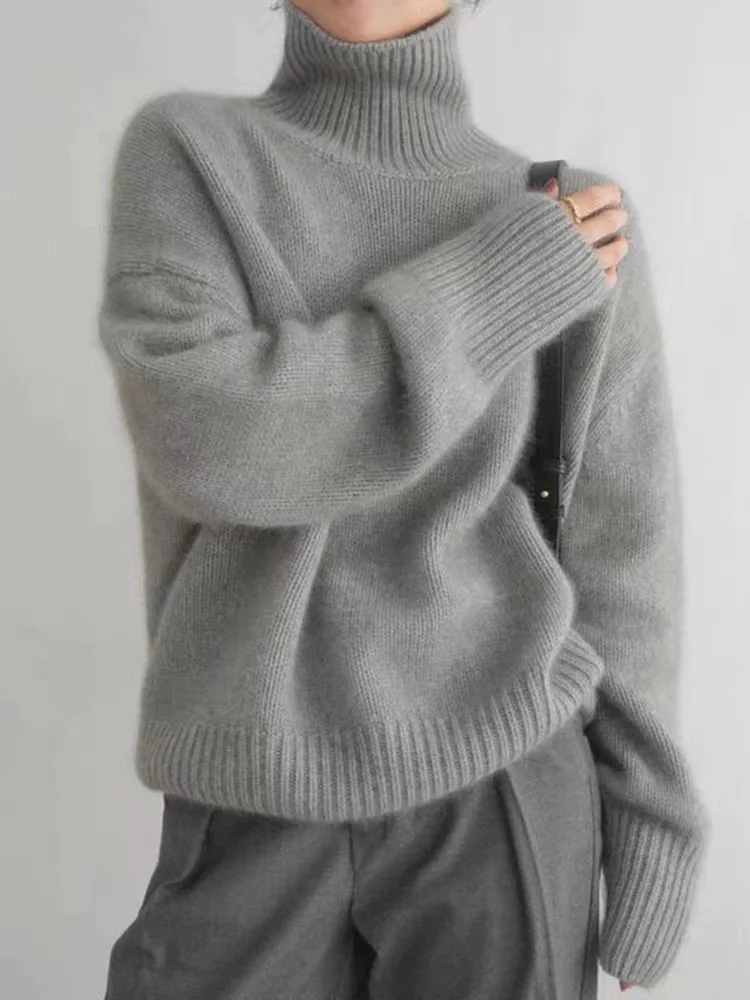 Oversized Cozy Women’s Turtleneck Sweater – Slouchy Knit - Image 4
