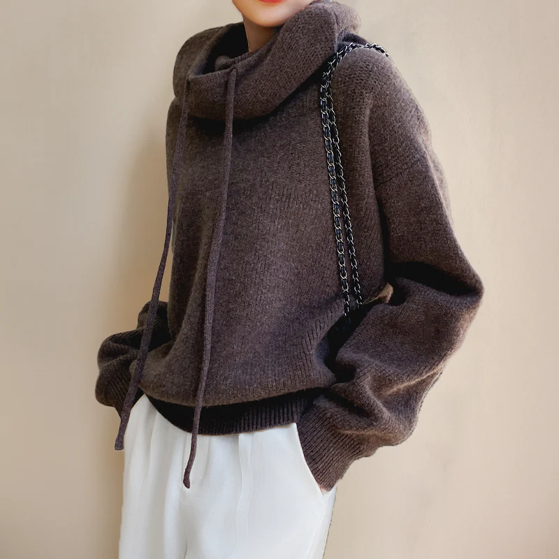 Oversized Cozy Womens Hoodie - Boxy Plush Knit, Layering - Image 2