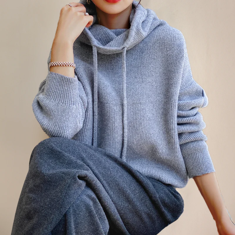 Oversized Cozy Womens Hoodie - Boxy Plush Knit, Layering - Image 4