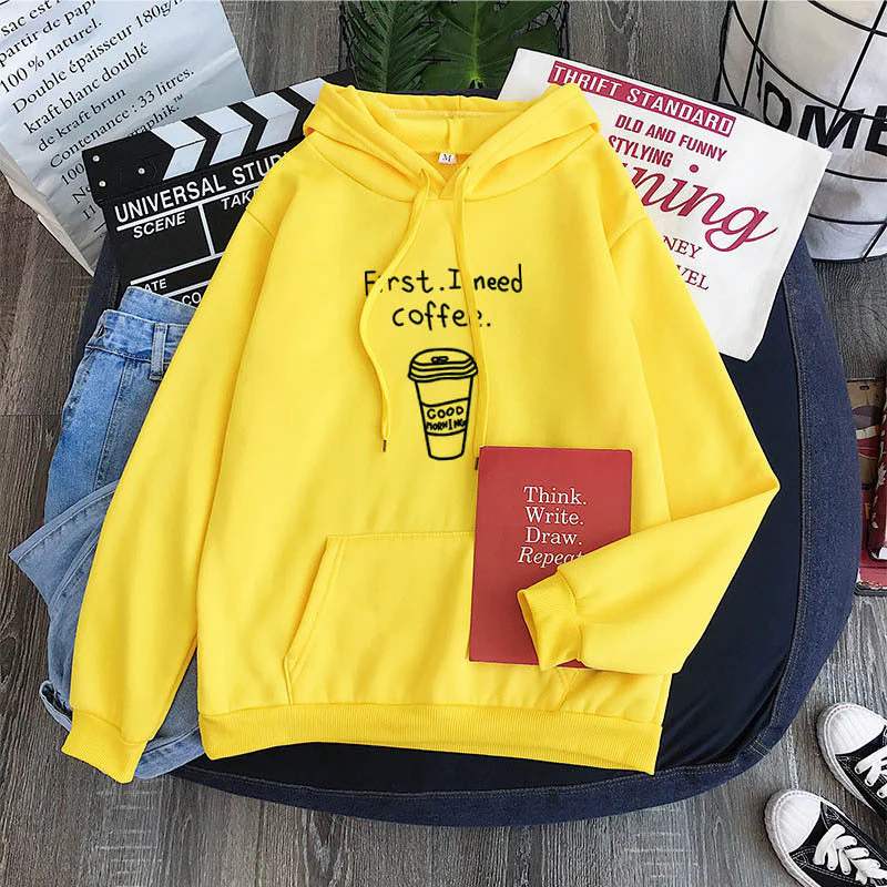 Oversized Cozy Womens Hoodie - Coffee Graphic Print, Fleece - Image 6